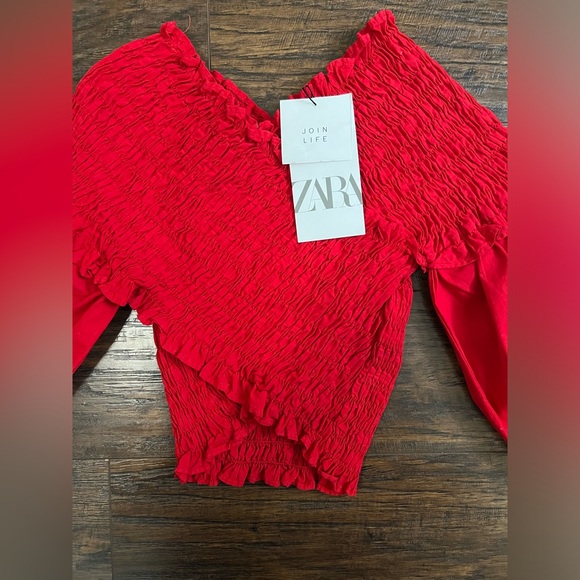 Zara Red Long Sleeve Top - Picture 1 of 4
